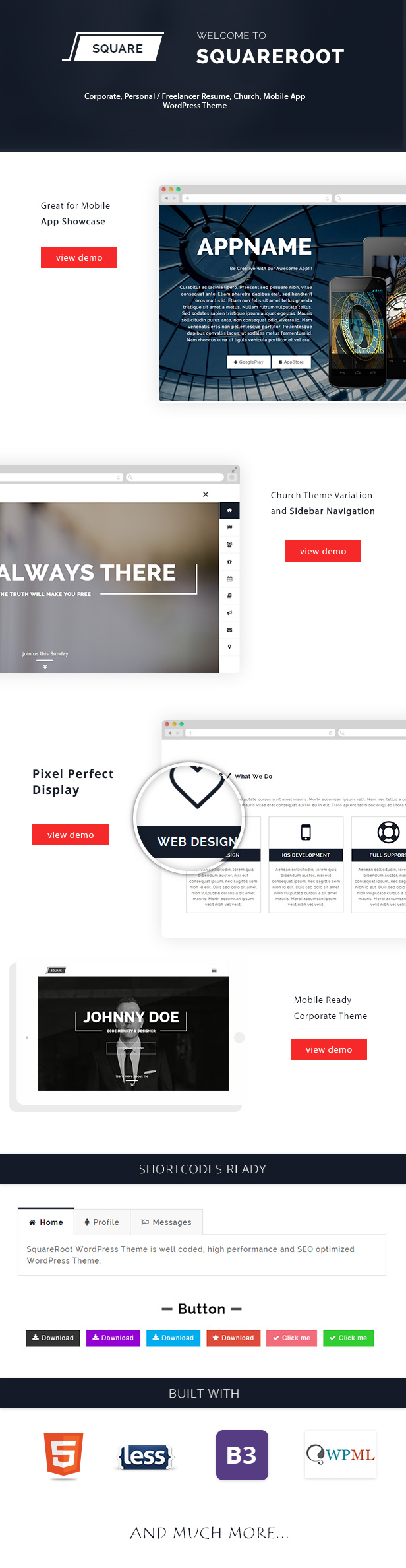 One Page vCard CV Resume WordPress Theme