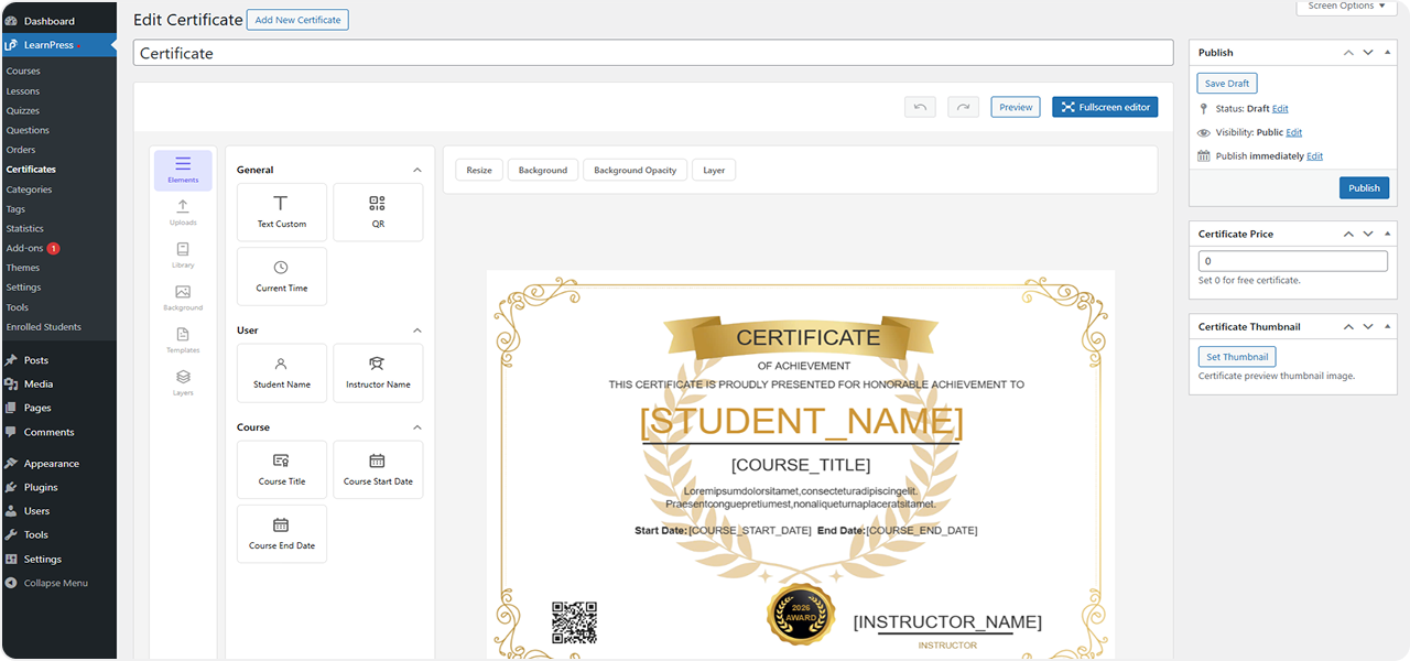 Certificates Add-on for LearnPress 22 cert 5