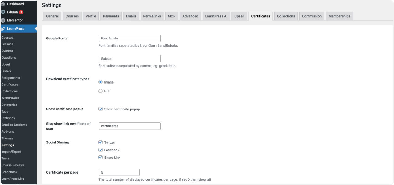 Certificates Add-on for LearnPress 26 cert 8 1