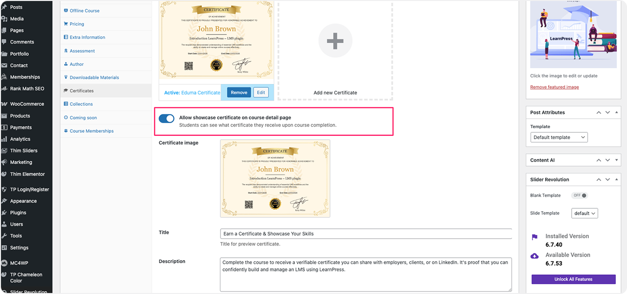 Certificates Add-on for LearnPress 27 cert 9