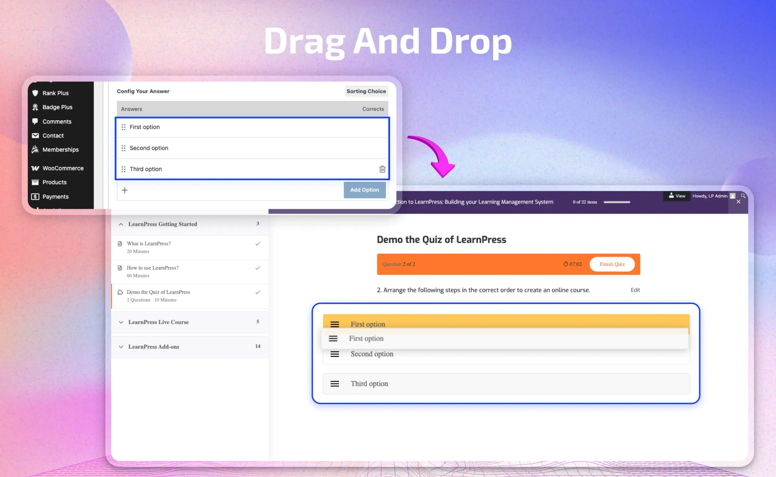 Sorting Choice Add-on for LearnPress 5 drag and drop scaled