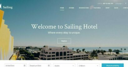 wordpress hotel theme with online reservation system sailing