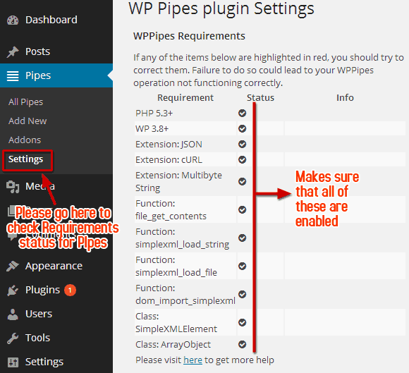 WPPipes system requirements