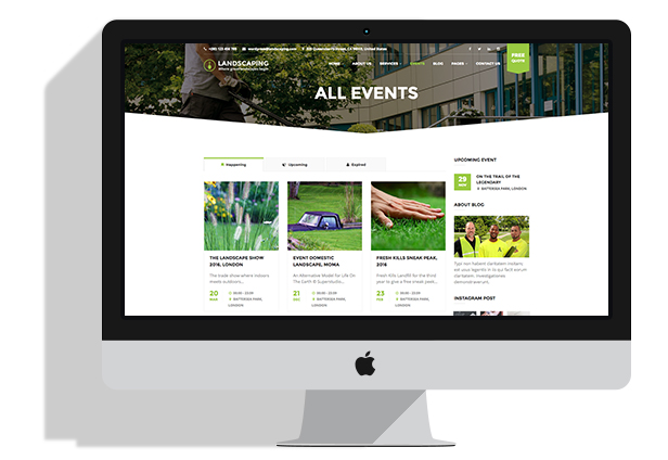 Smart events system Landscaping WordPress theme