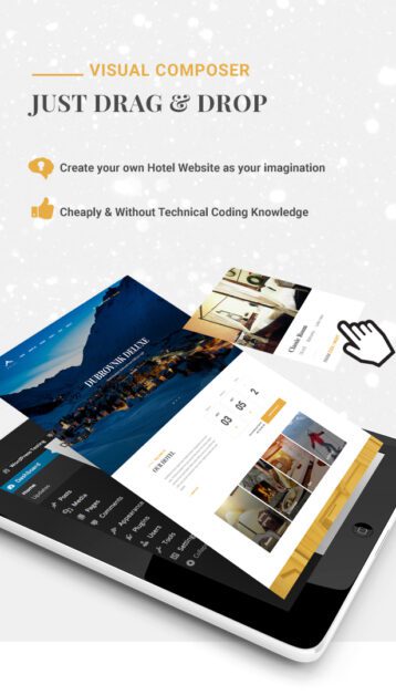 Hotel WordPress theme - Drag and Drop page builder