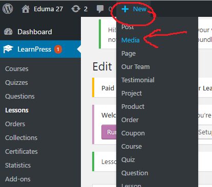 learnpress add new media