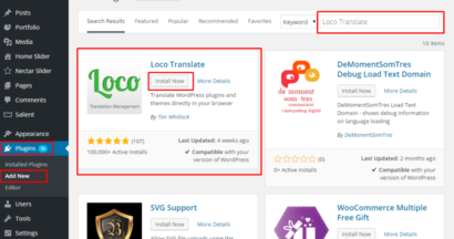 translate your wordpress theme with the loco translate plugin