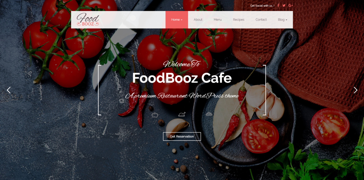 10 Most Awesome WordPress themes for Food category 80 FoodBooz Cafe