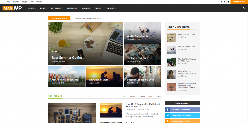 WordPress Magazine Themes: MagWP