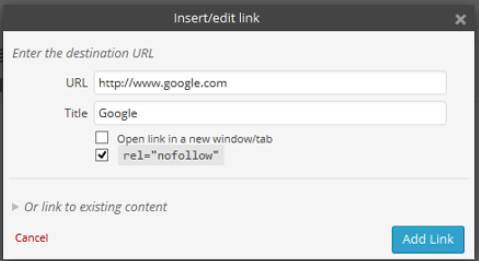 WordPress Rel Nofollow Checkbox Plugin