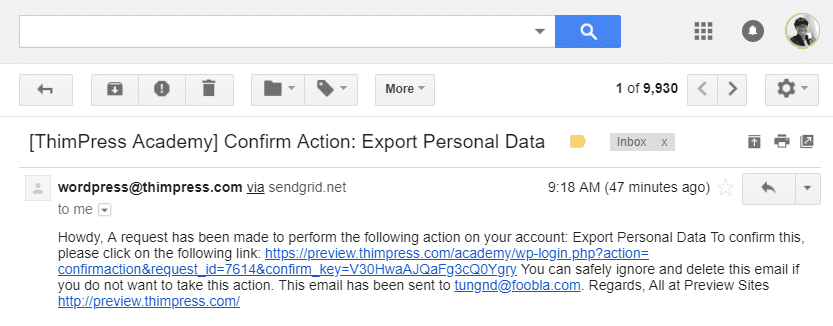 learnpress export data email