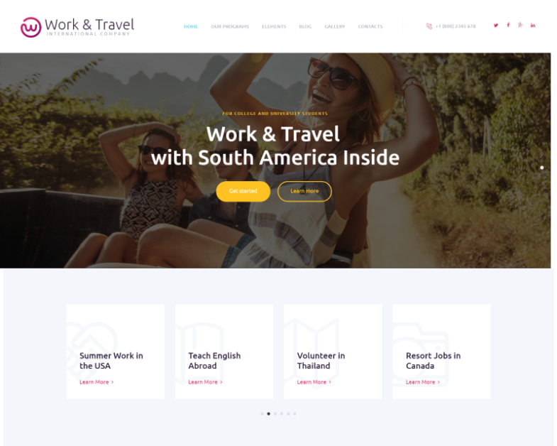 Work and Travel WordPress theme