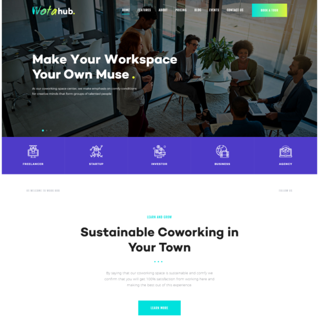 WotaHub Coworking Space WordPress Theme