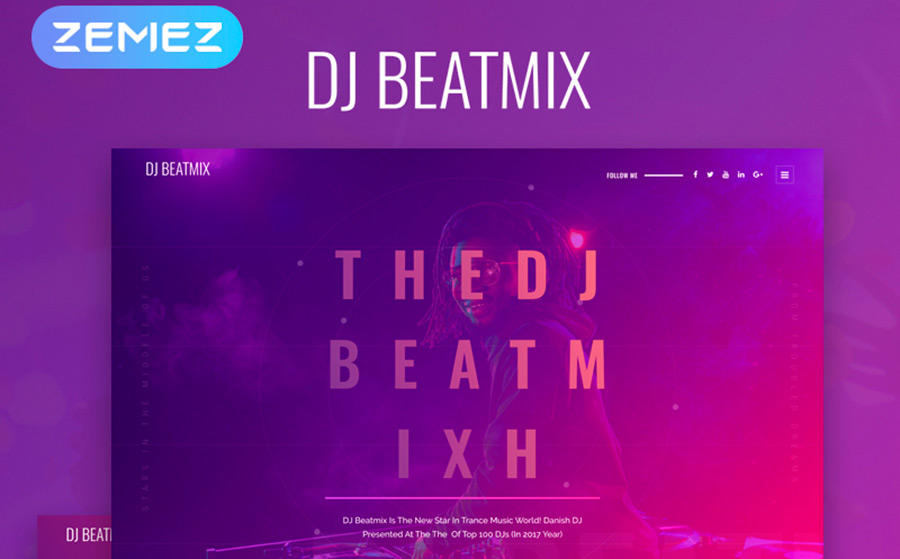 DJ Beatmix - Personal Page Elementor WordPress Theme