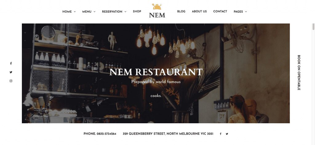 nem wordpress theme for restaurant