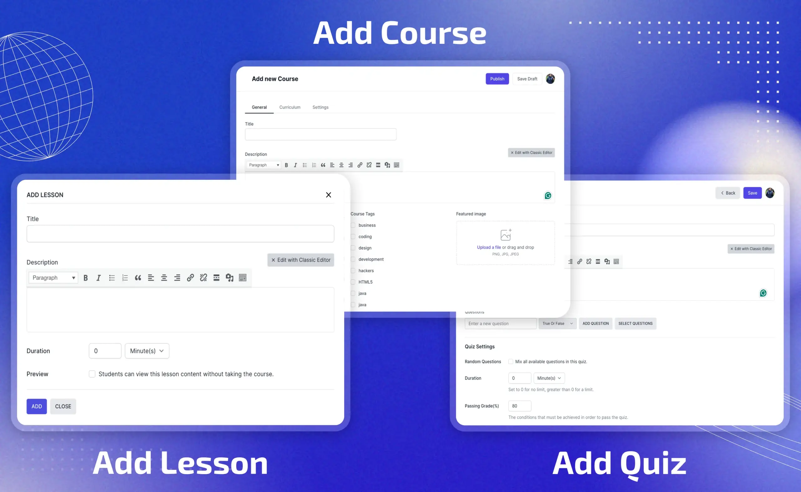 Add course lesson quiz scaled