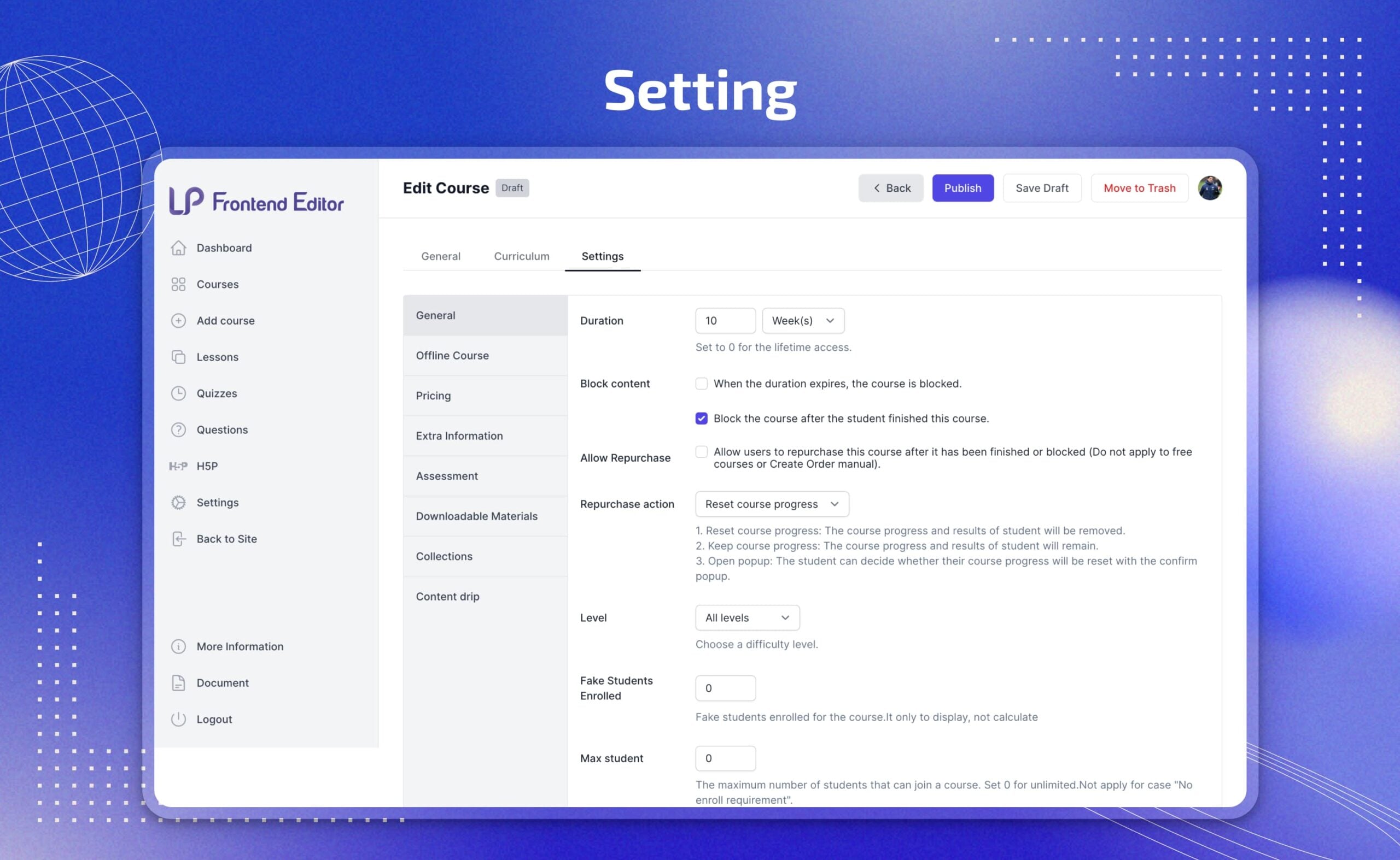Setting scaled