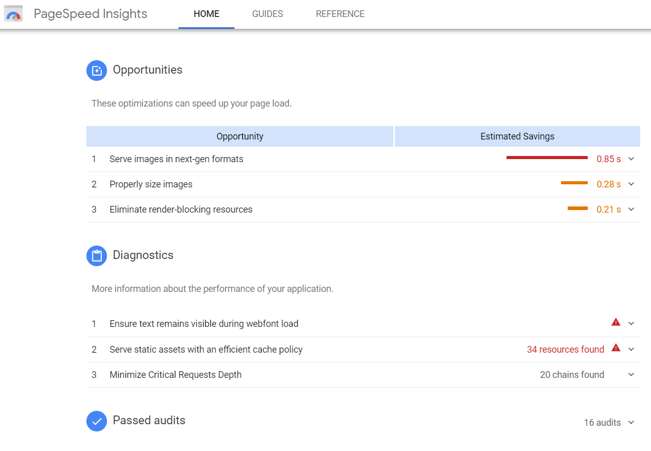 pagespeed insights opportunities