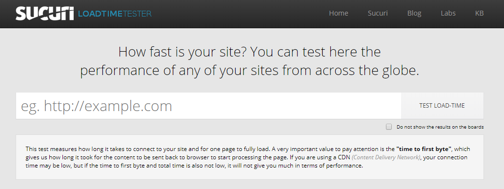 sucuri load time tester optimize wordpress website speed