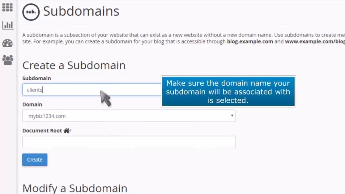 how to make a subdomain