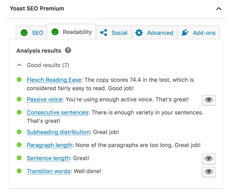 yoast seo readability analysis