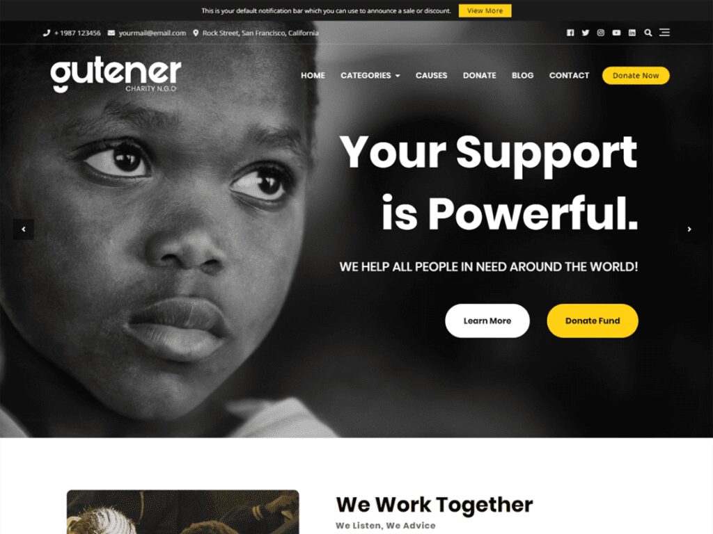 gutener charity ngo wordpress theme