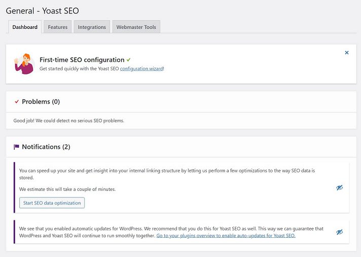 yoast seo dashboard