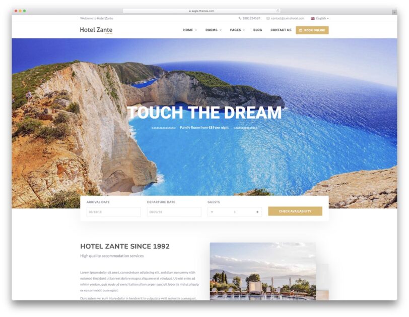 hotel zante best hotel wordpress themes