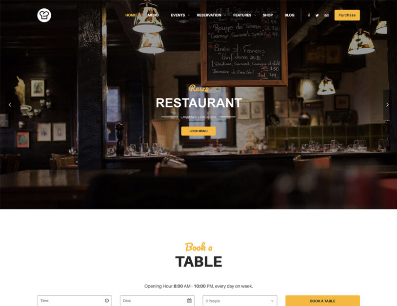 resca wordpress restaurant theme