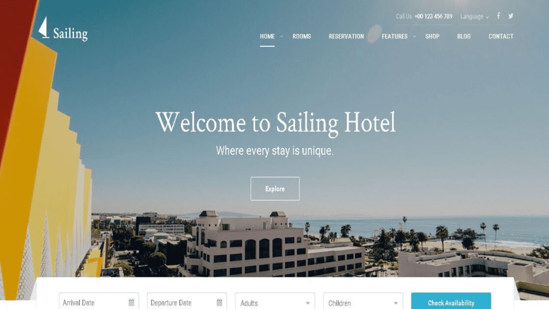 sailing wordpress hotel themes