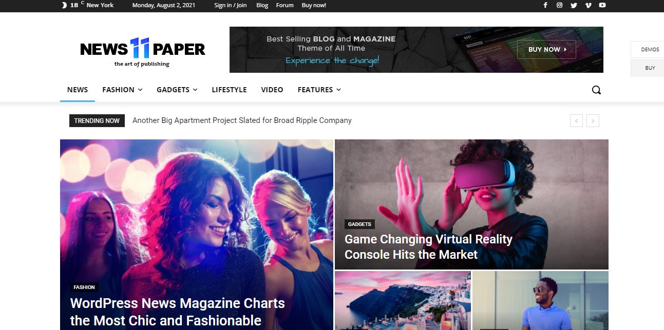 newspaper charming and easy to use magazine wordpress theme