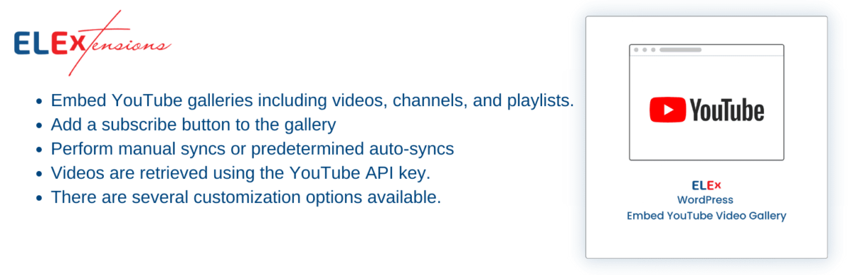elex wordpress embed youtube video gallery