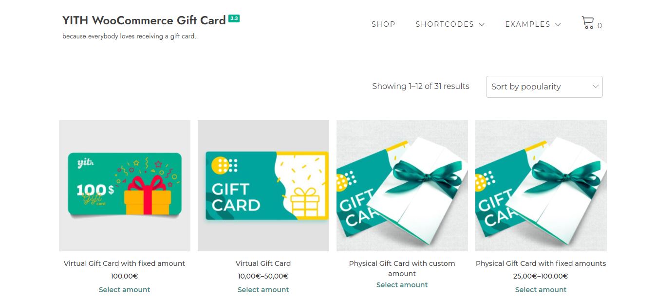 yith woocommerce gift cards