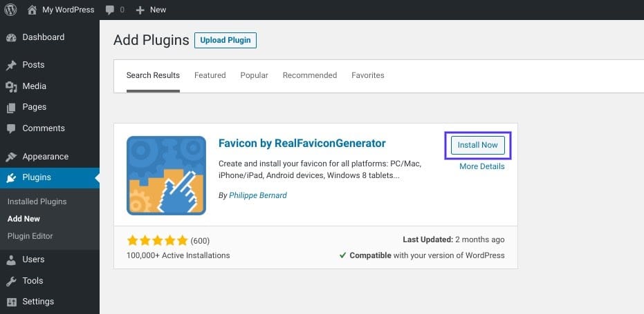 install favicon plugin