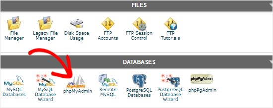 cpanel open phpmyadmin