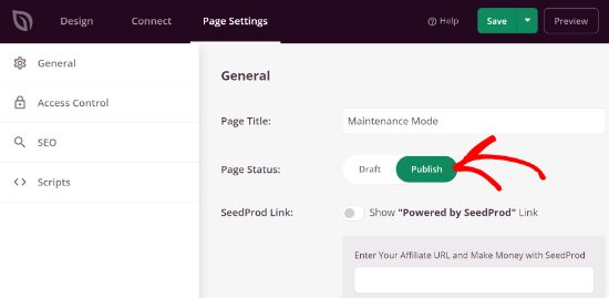 publish your maintenance mode page how to change wordpress theme