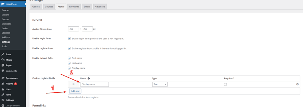 Custom Register Fields