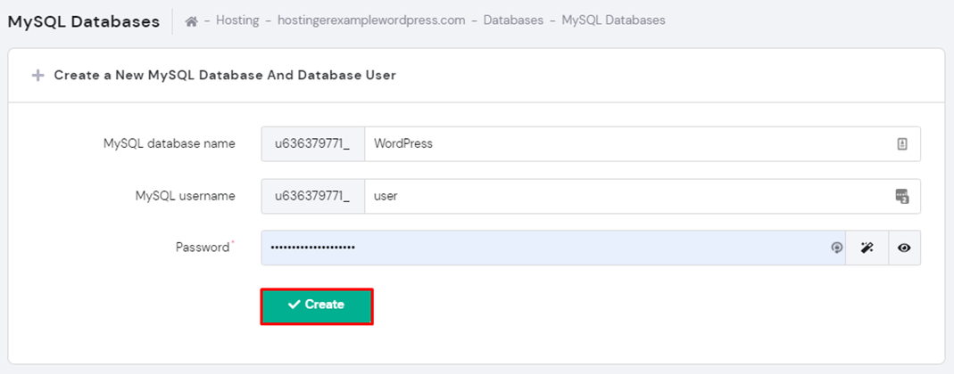 create new mysql database