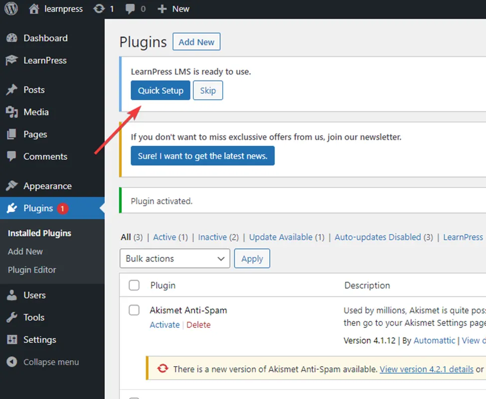 LearnPress LMS Quick Setup