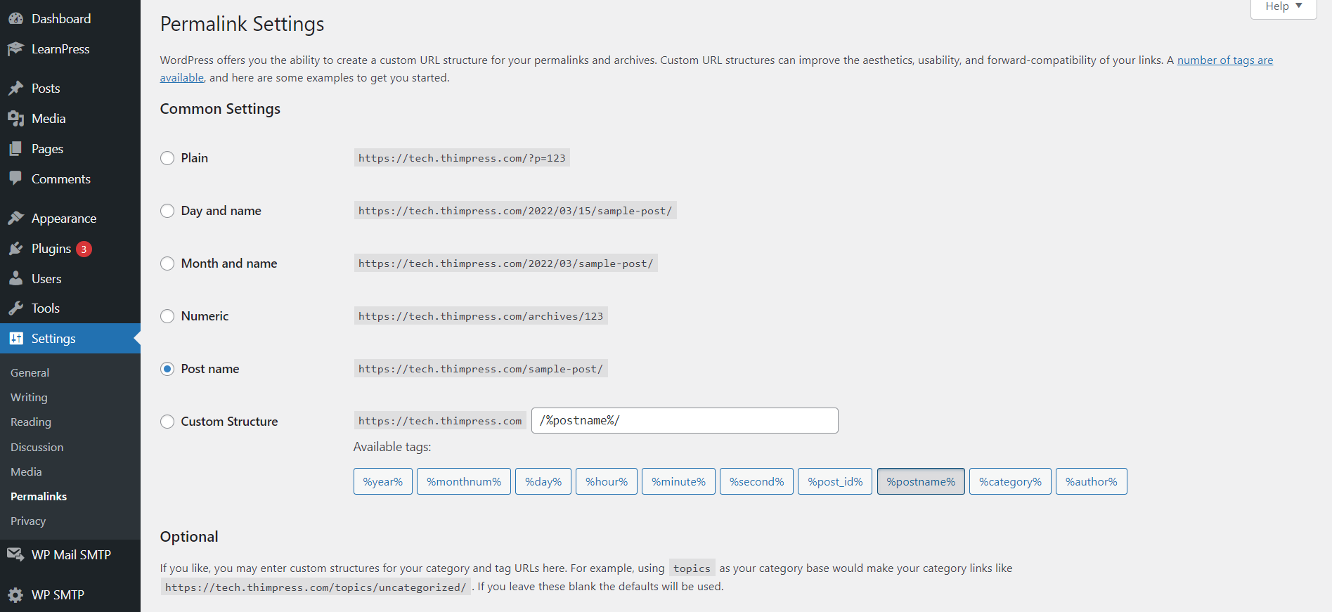 permalink settings