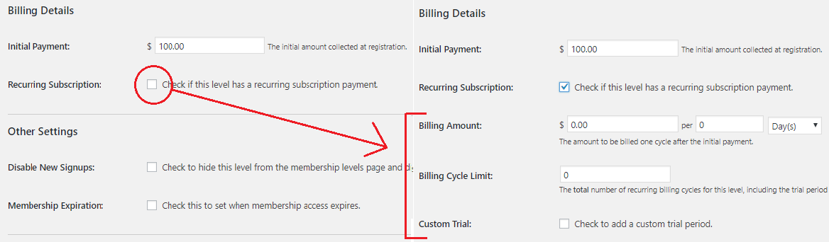 billing details