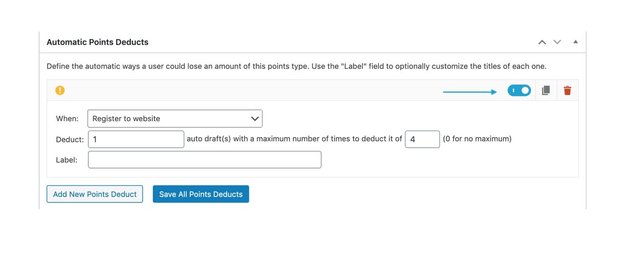 gamipress automatic points deducts