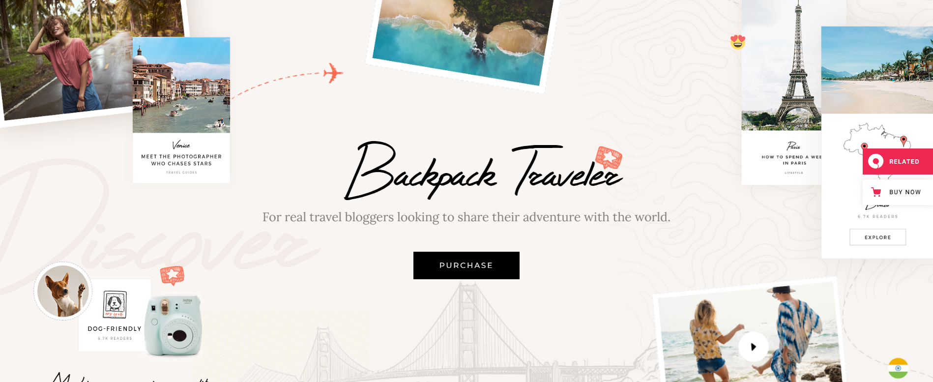 backpack traveler niche and nice wordpress theme for travelers