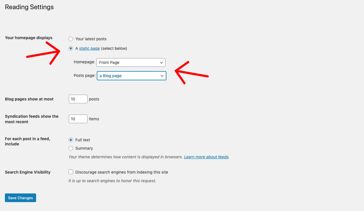 step 4 reading setting to build a wordpress website