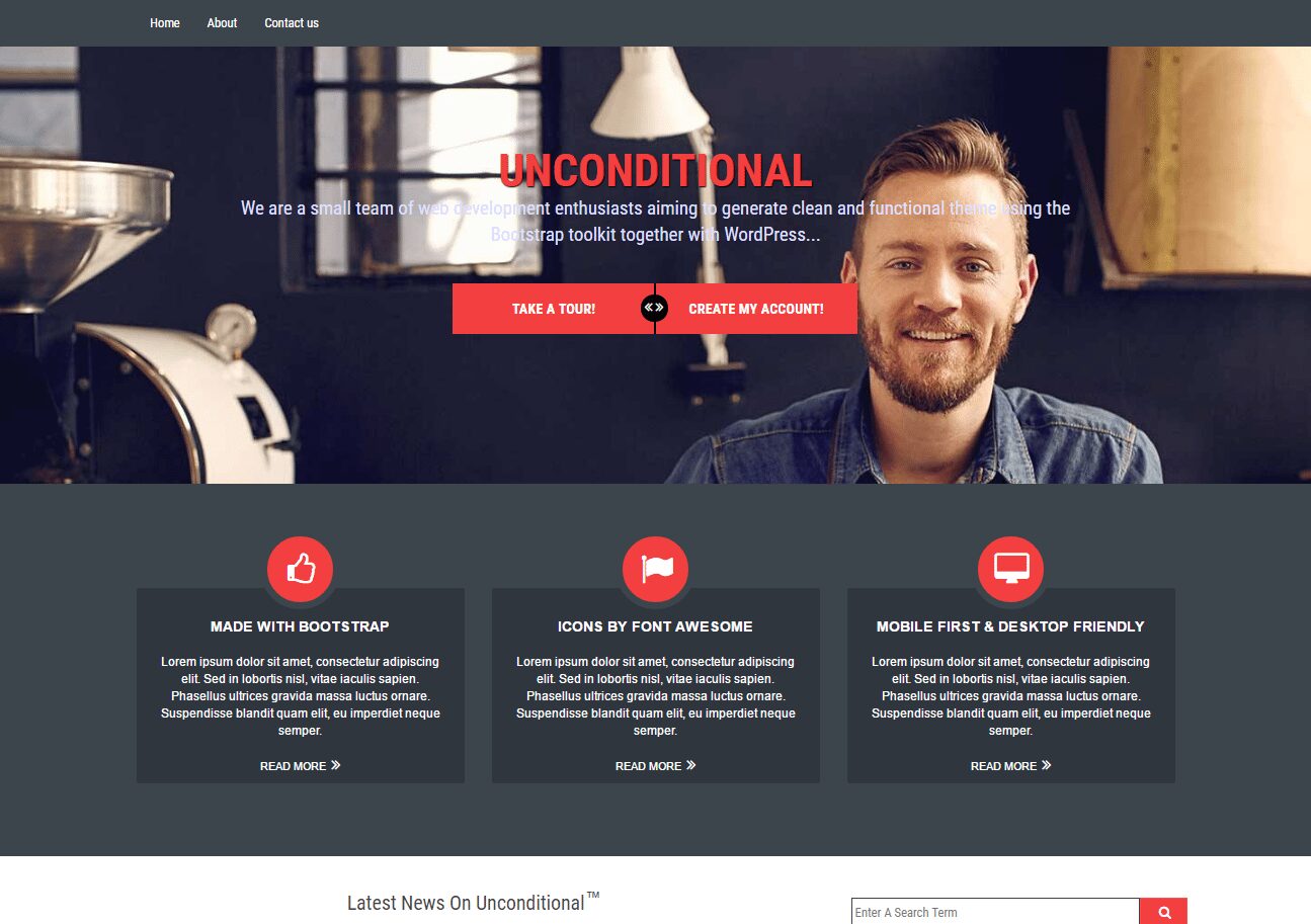 unconditional the unique one in the list of the free church wordpress themes 