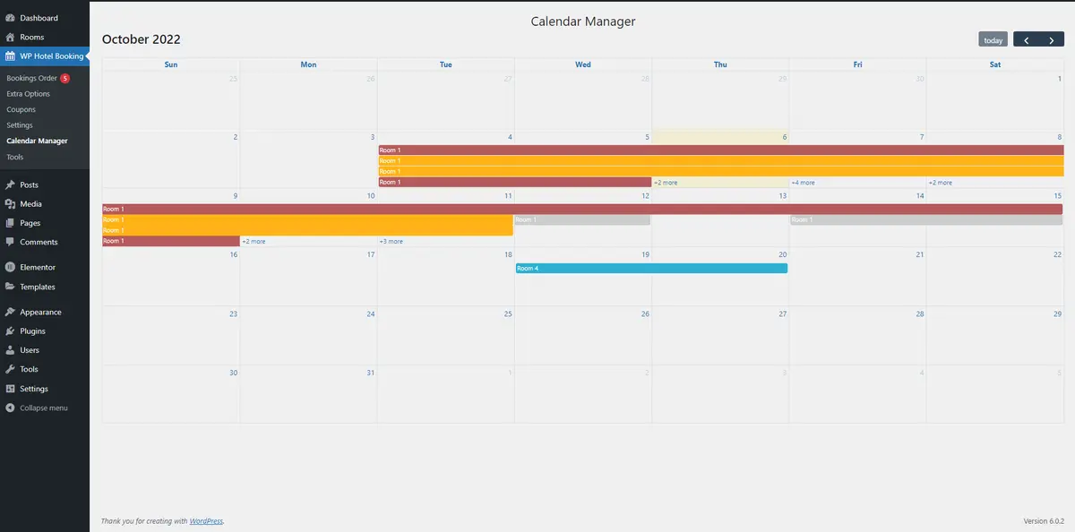 WP Hotel Booking Update: Calendar Booking Manager Feature