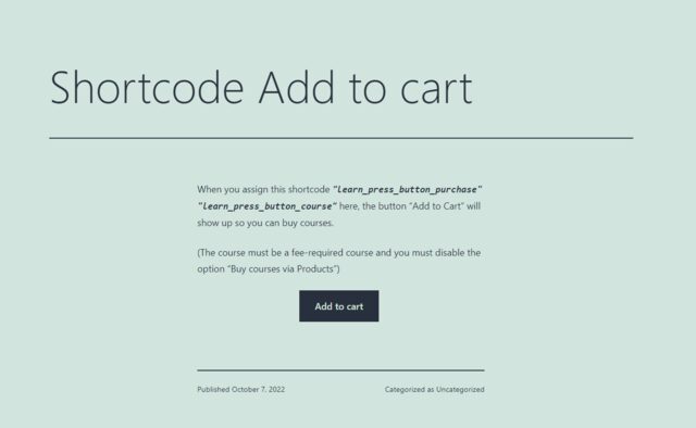 shortcode learnpress button course
