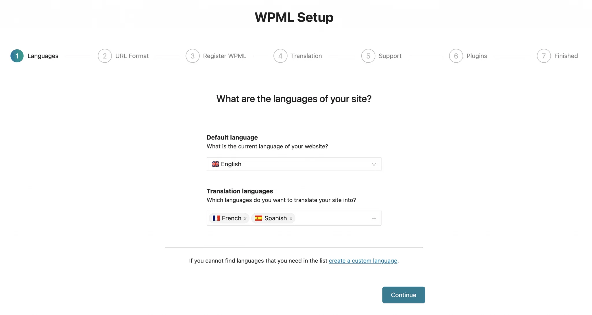 define your site's languages
