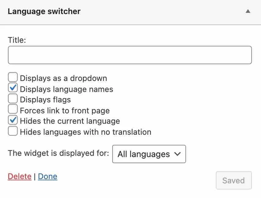 how to display a language switcher in a widget with plugin polylang
