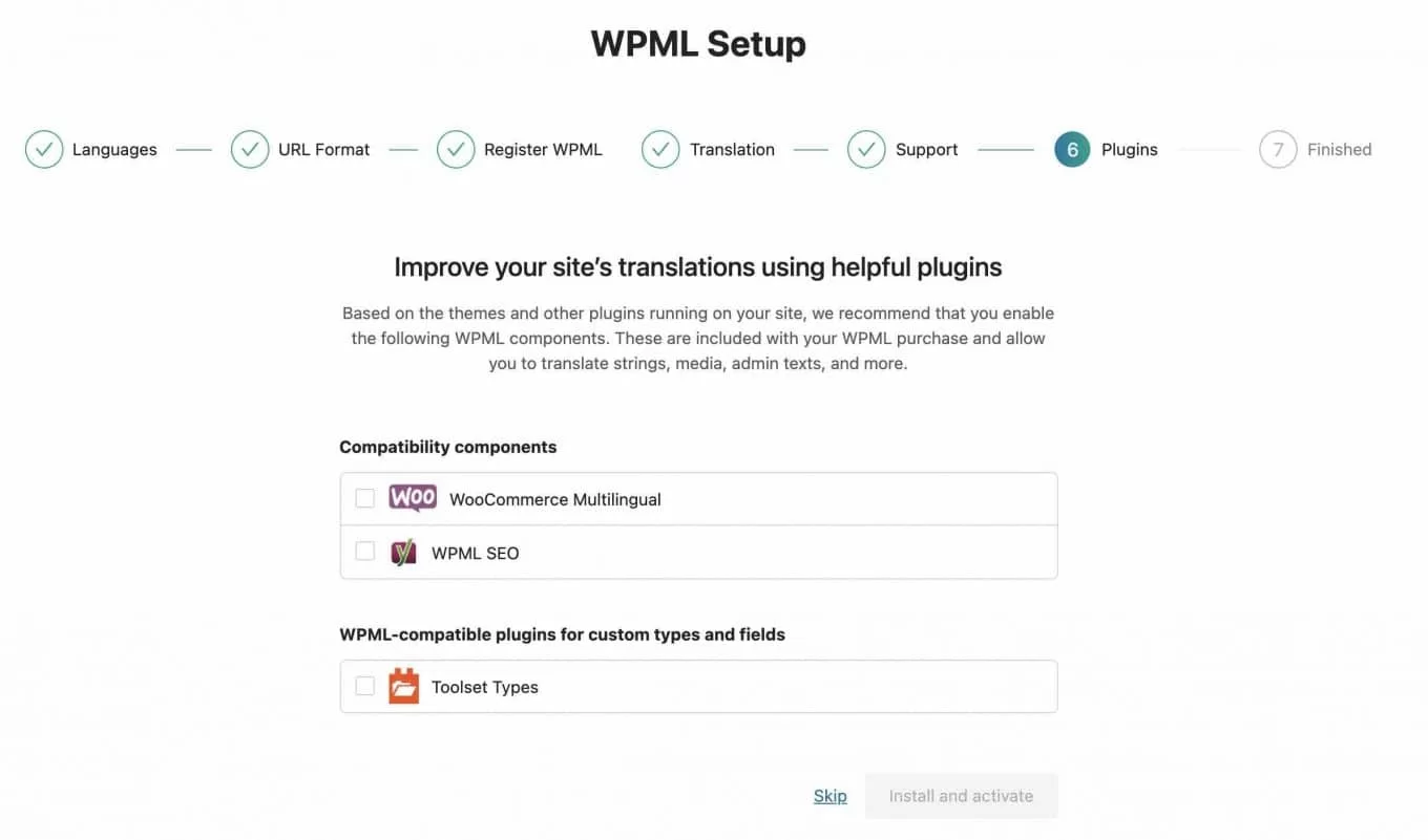 turn on any wpml extensions